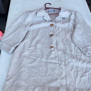 Alfred Dunner Cream Trench Coat with Button Accents